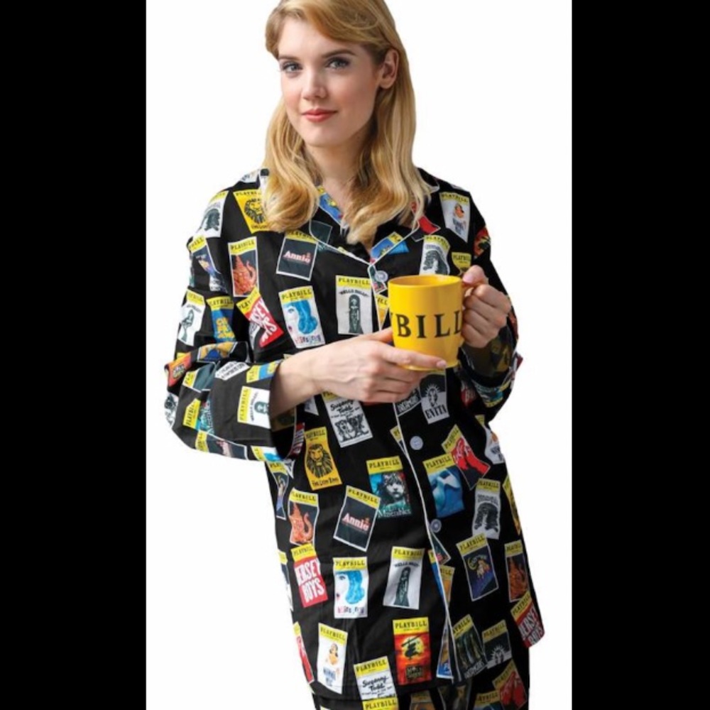 Playbill Black Broadway Playbill Pajama Top 100% Cotton Made in Los Angeles
